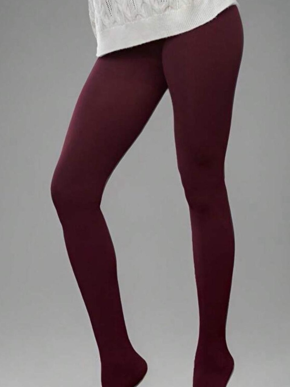 Cozy Stretch Opaque Burgundy Tights